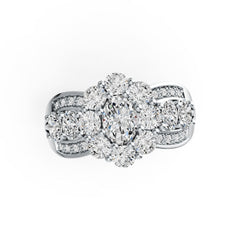 Sterling Silver Semi Mount Ring Setting Oval OV 7x5mm RD 3.5mm OV 4X3mm DHJ