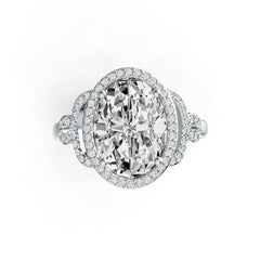 Sterling Silver Semi Mount Ring Setting Oval OV 14X10mm Halo DHJ