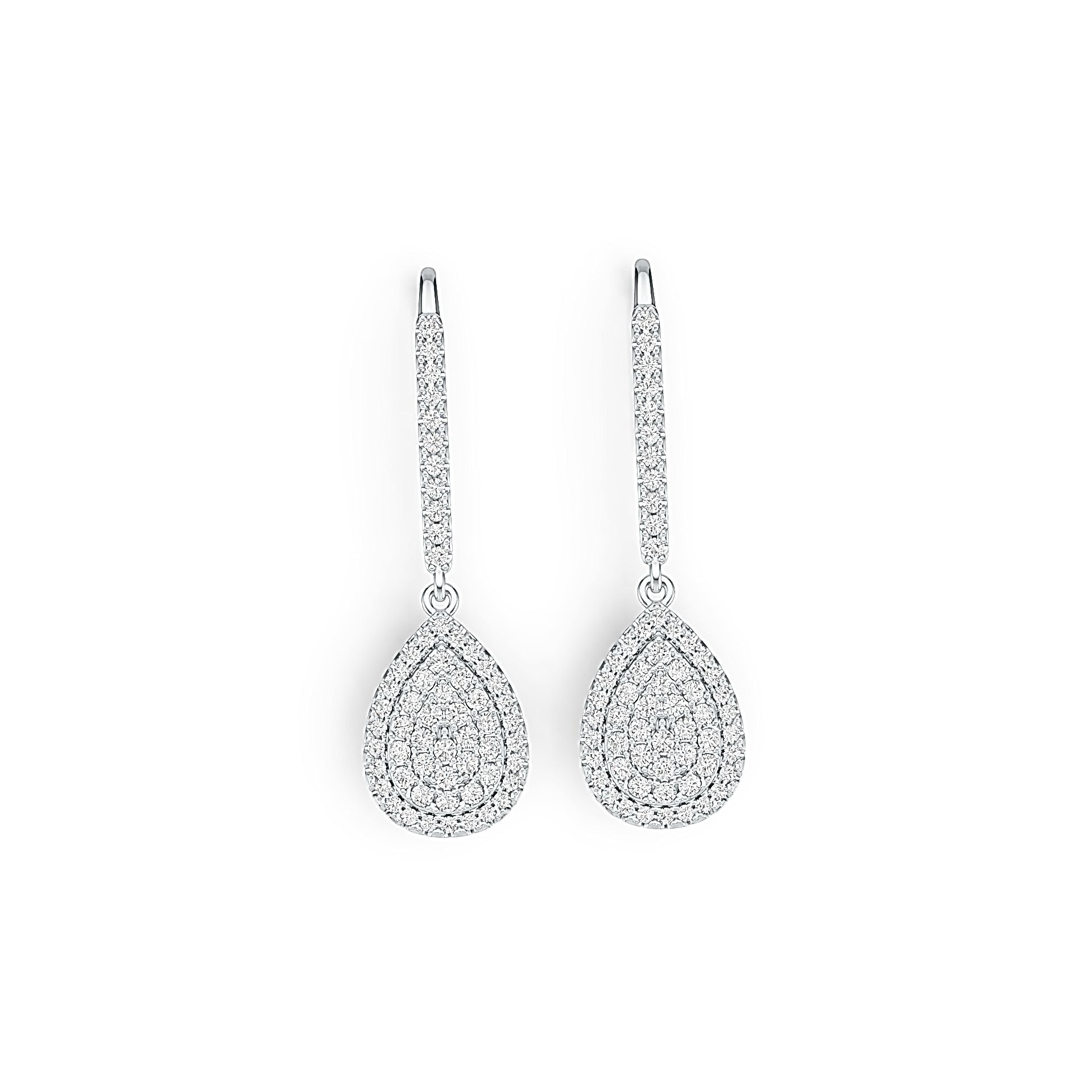Sterling Silver Dangling Earrings with White Topaz or Moissanite - Syzjewelry
