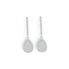 Sterling Silver Dangling Earrings with White Topaz or Moissanite - Syzjewelry