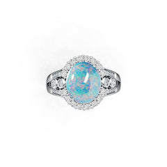 Sterling Silver Moissanite Ring Oval OV 12x10mm Cabchon