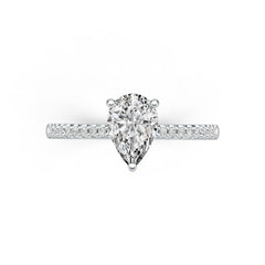 Sterling Silver Semi Mount Ring Setting Pear PE 9X6mm with White Topaz DHJ