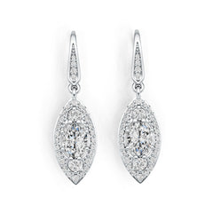 Sterling Silver Semi Mount Earrings Setting Oval OV 7X5mm with White Topaz DHJ