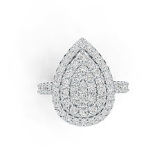 Sterling Silver Pear-Shaped Ring with White Topaz or Moissanite DHJ