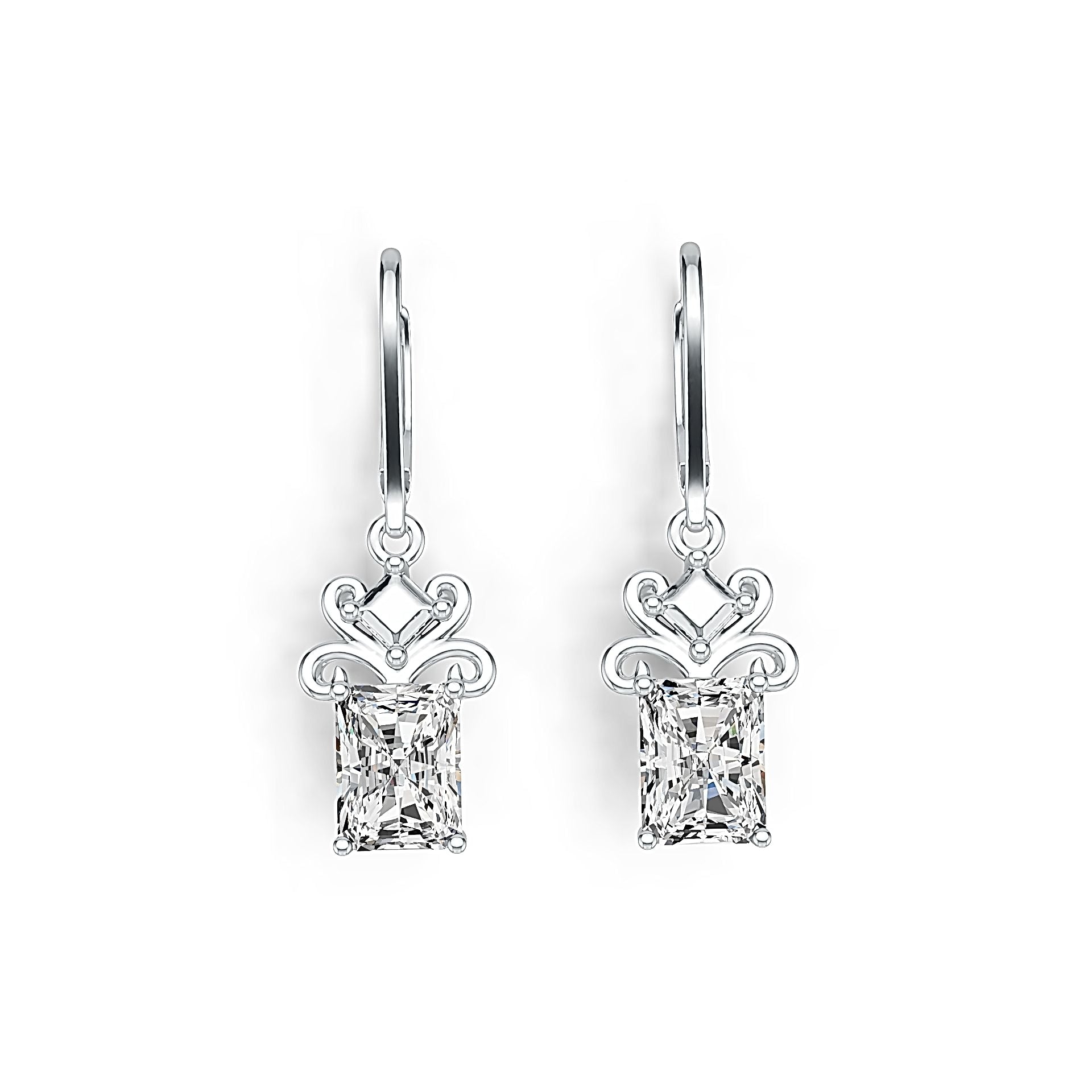 Sterling Silver Semi Mount Earrings Setting Emerald OCT 8x6mm Dangle Syzjewelry
