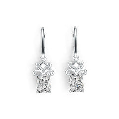 Sterling Silver Semi Mount Earrings Setting Emerald OCT 8x6mm Dangle Syzjewelry