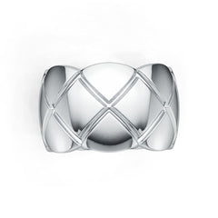Sterling Silver Band Ring 13mm Wide with Pattern DHJ