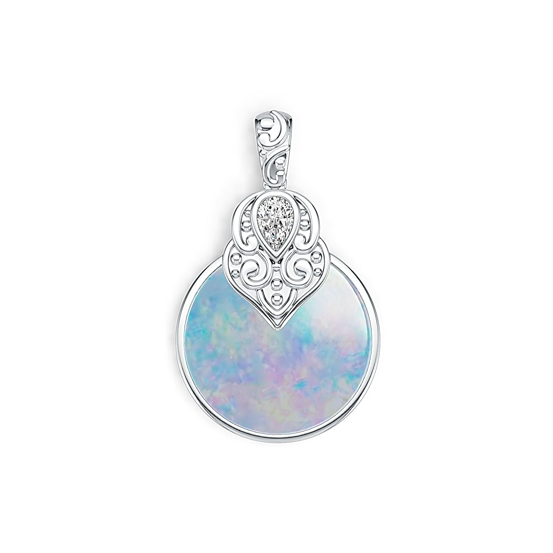 Sterling Silver Semi Mount Pendant Setting Round RD 20x20mm PE 6X4mm DHJ
