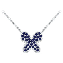 Sterling Silver Royal Blue Sapphire Pendant Round RD 1.5mm
