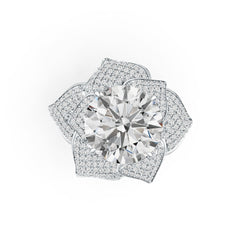Sterling Silver Semi Mount Ring Setting Round RD 15x15mm Flower Theme DHJ