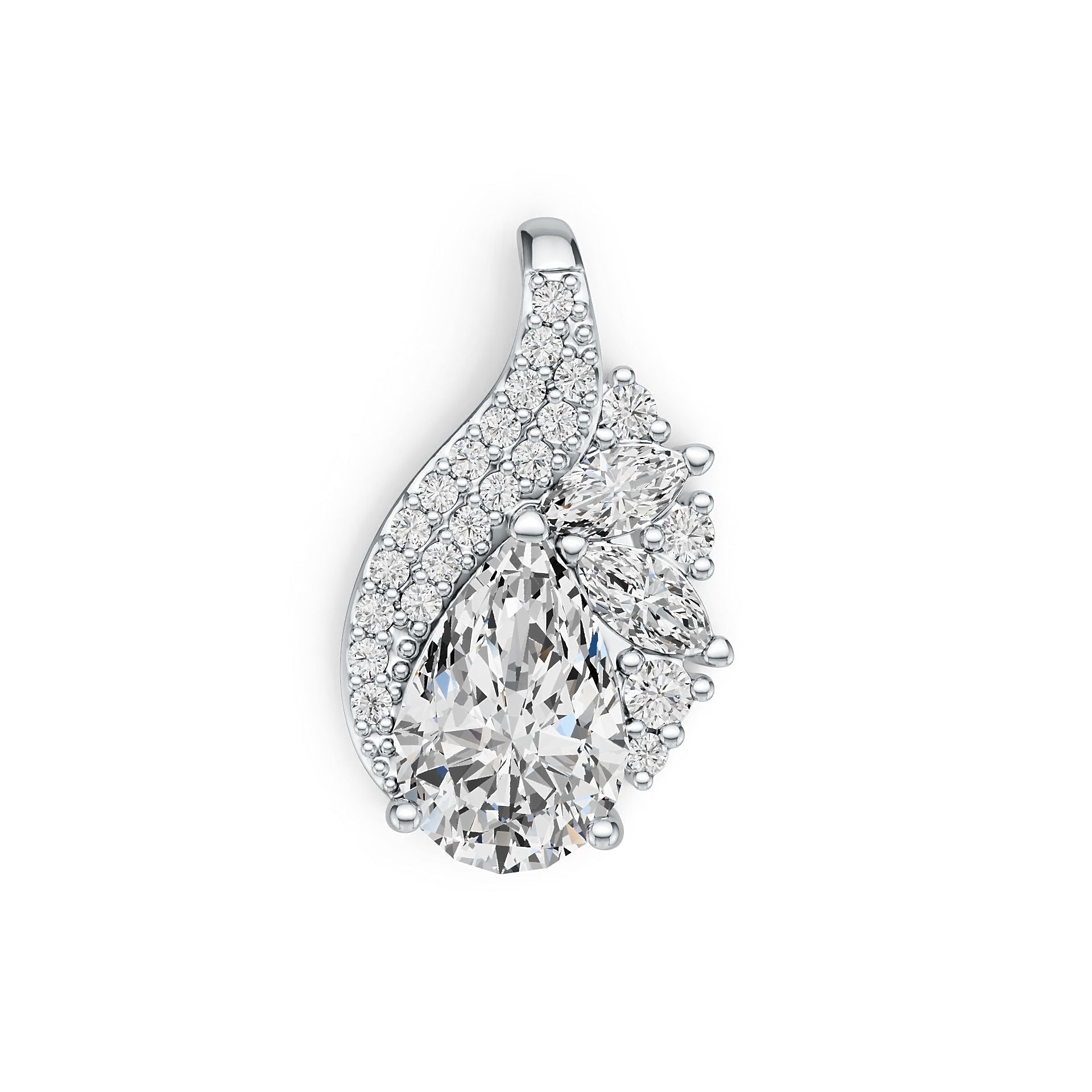Sterling Silver Semi Mount Pendant Setting Pear PE 12X8mm DHJ