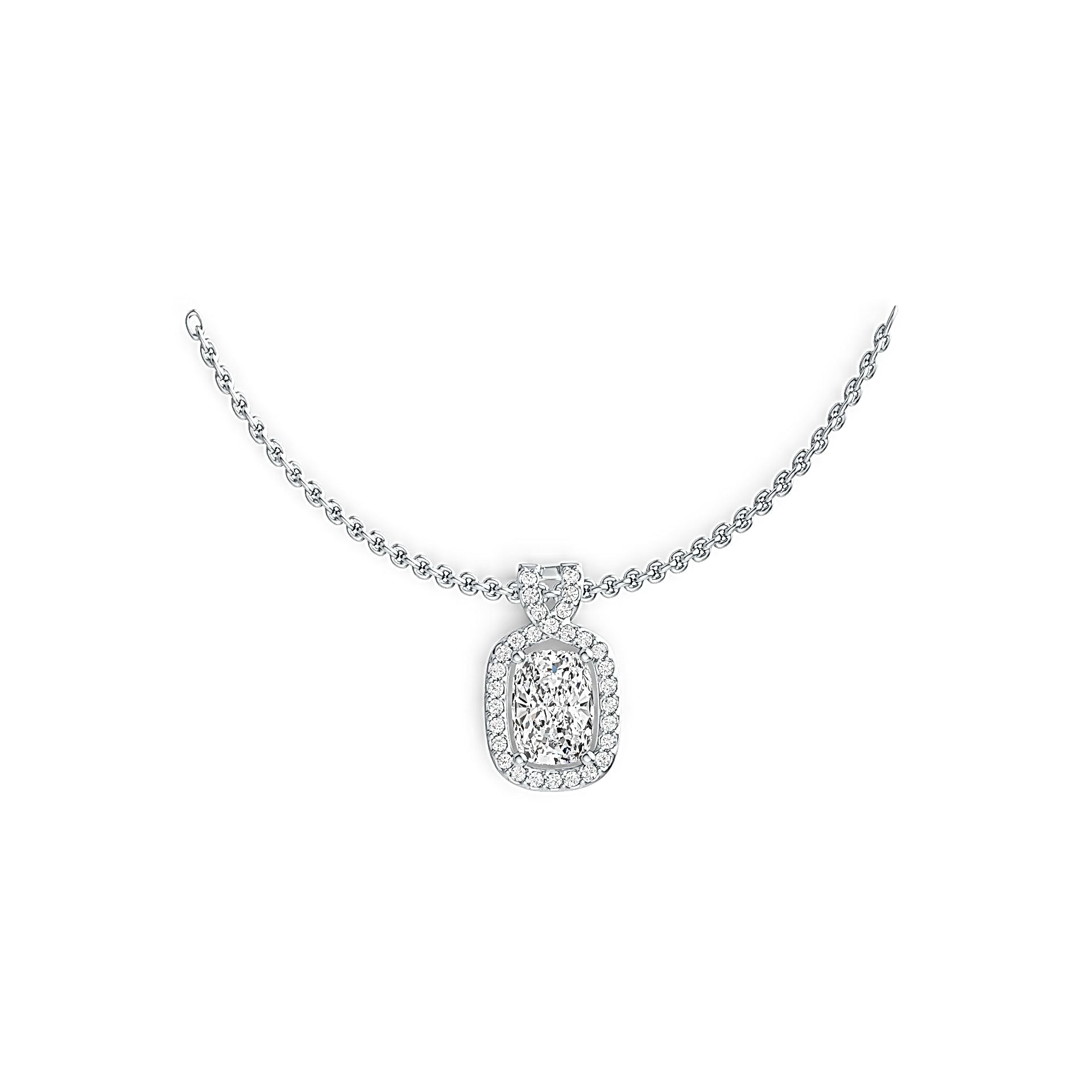 Sterling Silver Semi Mount Pendant Setting Cushion CU 7X5mm Halo - Syzjewelry