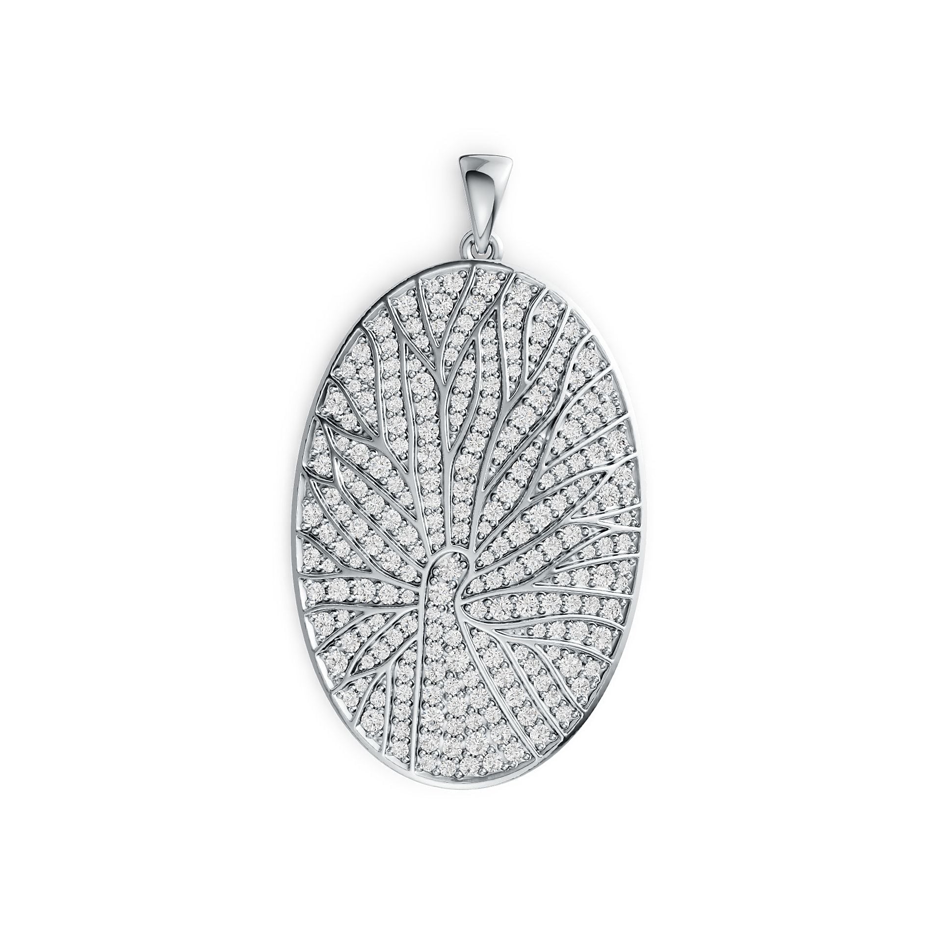 Sterling Silver Pendant with White Topaz or Moissanite Oval-Shaped DHJ