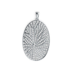 Sterling Silver Pendant with White Topaz or Moissanite Oval-Shaped DHJ