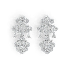 Sterling Silver Semi Mount Earrings Setting Pear PE 5X3mm with White Topaz DHJ