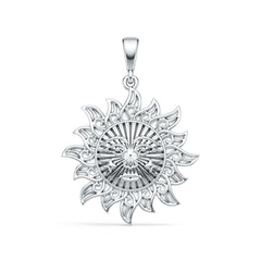 Sterling Silver Pendant Solid Sun Theme DHJ