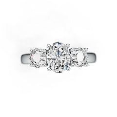 Sterling Silver Semi Mount Ring Setting OV 8.1x6.1mm RD 5.1x5.1mm 3 Stone Ring Syzjewelry