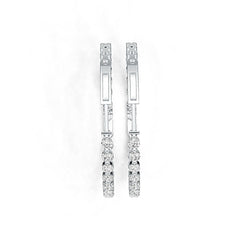 Sterling Silver Hoop Earrings with White Topaz or Moissanite Syzjewelry