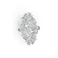 Sterling Silver Cocktail Cluster Ring with White Topaz or Moissanite - Syzjewelry