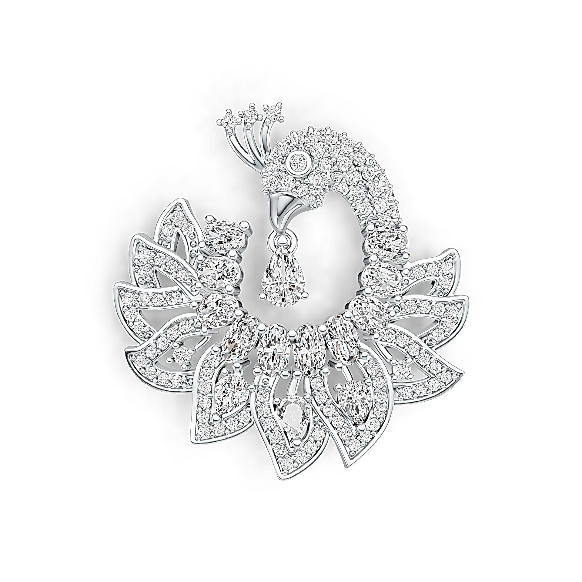 Sterling Silver Semi Mount Pendant Setting Pear PE 6x4mm Peacock Pendant DHJ