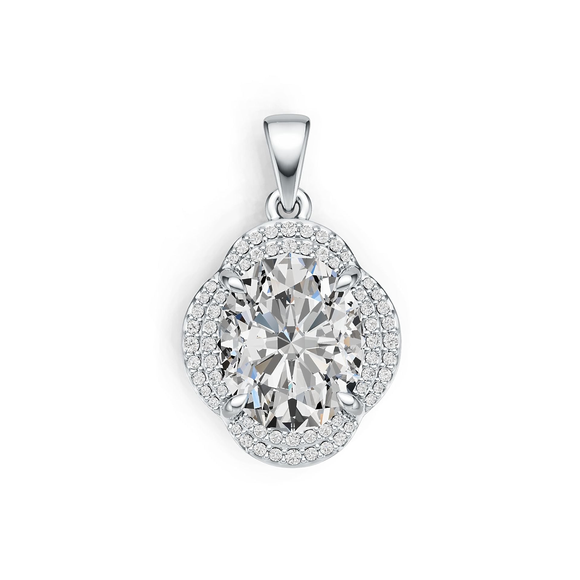 Sterling Silver Semi Mount Pendant Setting Oval OV 12X10mm Halo DHJ