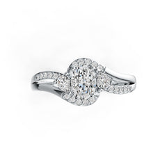 Sterling Silver Semi Mount Ring Setting Oval OV 7X5mm 3 Stones Bypass Ring DHJ