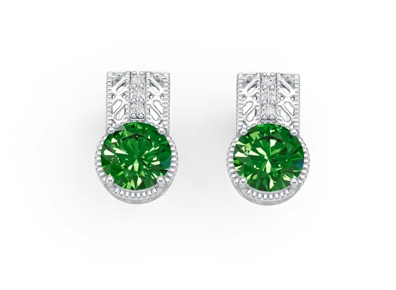 Sterling Silver Semi Mount Earrings Setting Round RD 6.5mm DHJ