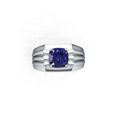 Men's Sterling Silver Moissanite Ring Cushion CU 8X8mm