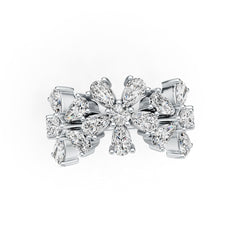 Sterling Silver Ring Flower Theme with White Topaz or Moissanite DHJ