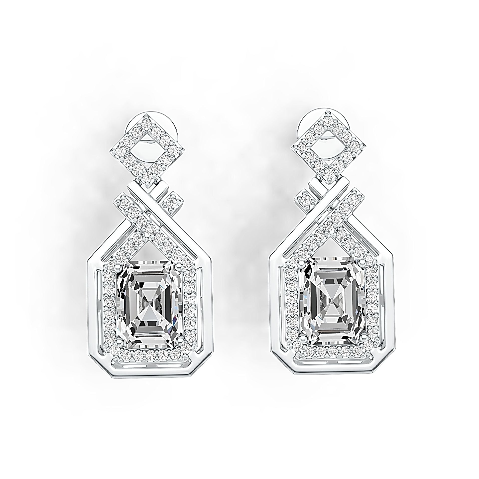 Sterling Silver Semi Mount Earrings Setting Emerald OCT 8X6mm DHJ