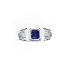 Men's Sterling Silver Moissanite Ring Round RD 6x6mm Unisex Ring