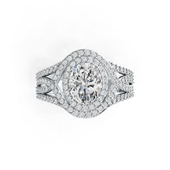 Sterling Silver Moissanite Ring Oval OV 9x7mm Crisscross Shank