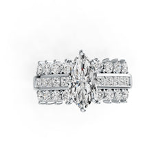 Sterling Silver Semi Mount Ring Setting Marquise MQ 12X6mm with White Topaz DHJ