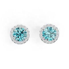 Sterling Silver Semi Mount Earrings Setting Round RD 6x6mm Halo Stud DHJ
