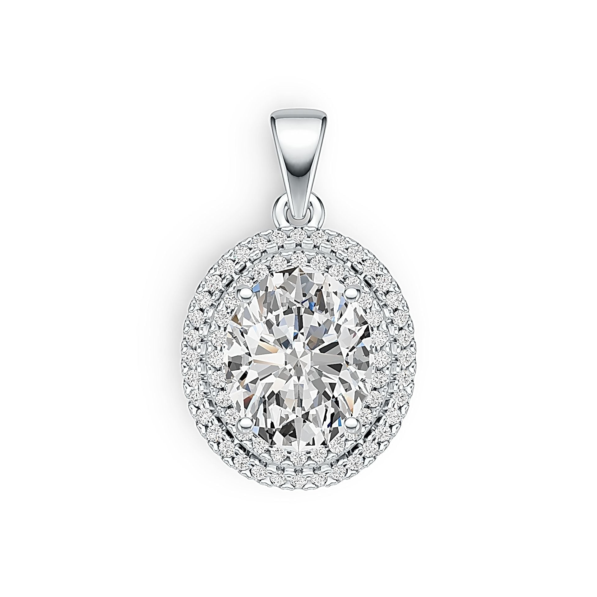 Sterling Silver Semi Mount Pendant Setting Oval OV 11X9mm Double Halo DHJ