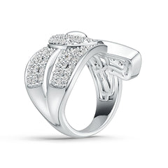 Sterling Silver Ring Belt Buckle Theme with White Topaz or Moissanite - Syzjewelry
