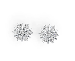 Sterling Silver Earrings Snowflake Theme with White Topaz or Moissanite - Syzjewelry