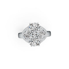 Sterling Silver Semi Mount Ring Setting Oval OV 7x5mm with White Topaz - Syzjewelry