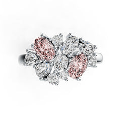Sterling Silver Pink Sapphire and Moissanite Cluster Ring