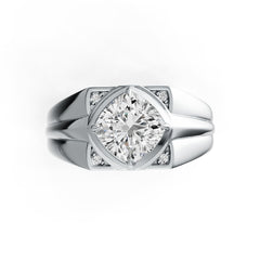 Men's Platinum Moissanite Ring Cushion CU 8X8mm