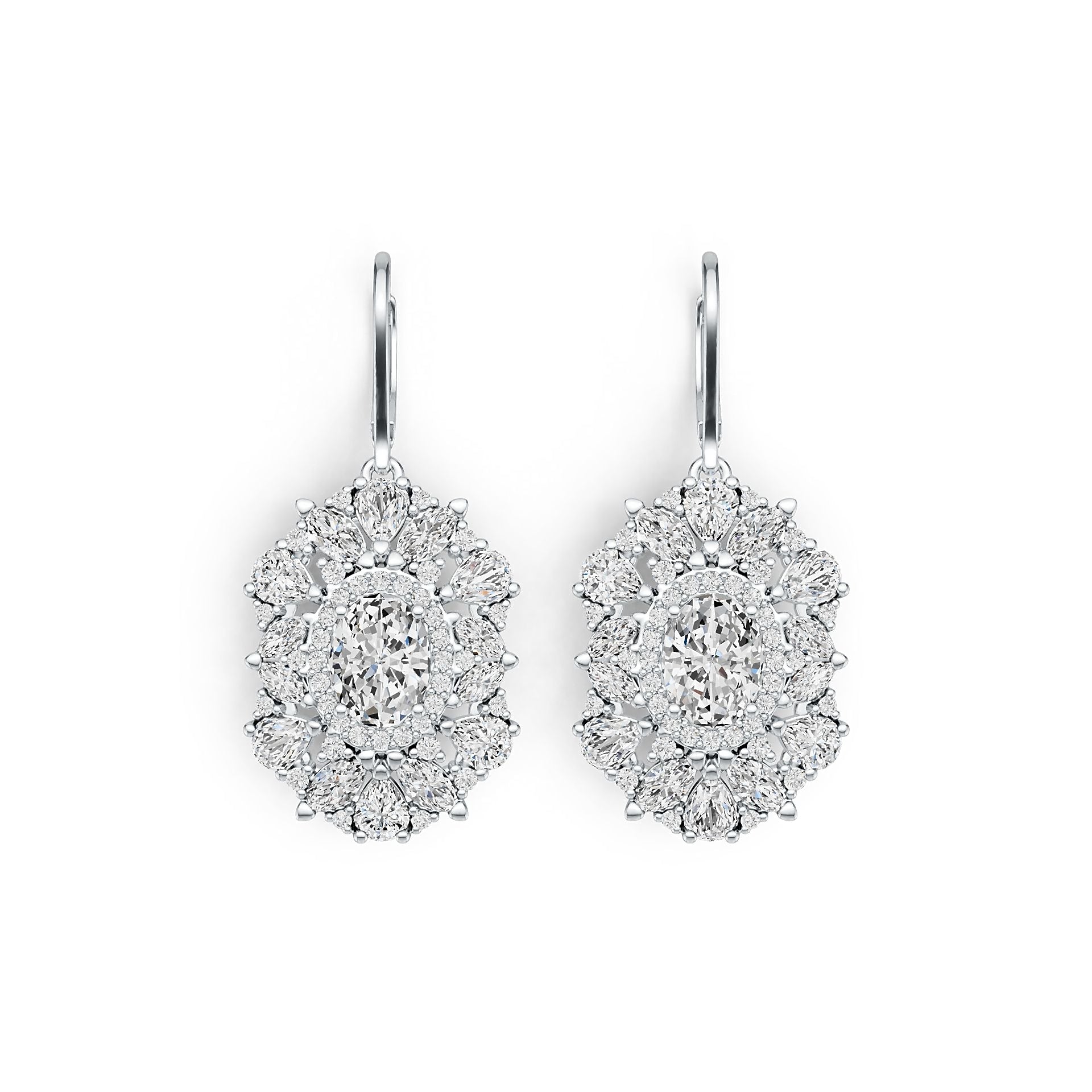 Sterling Silver Semi Mount Earrings Setting Oval OV 8X6mm MQ 4X2mm MQ 5X2.5mm PE 4X3mm DHJ