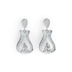 Sterling Silver Semi Mount Earrings Setting Pear PE 7X5mm Tulip Theme - Syzjewelry