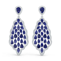 Sterling Silver Royal Blue Sapphire Earrings Pear PE 7X5mm