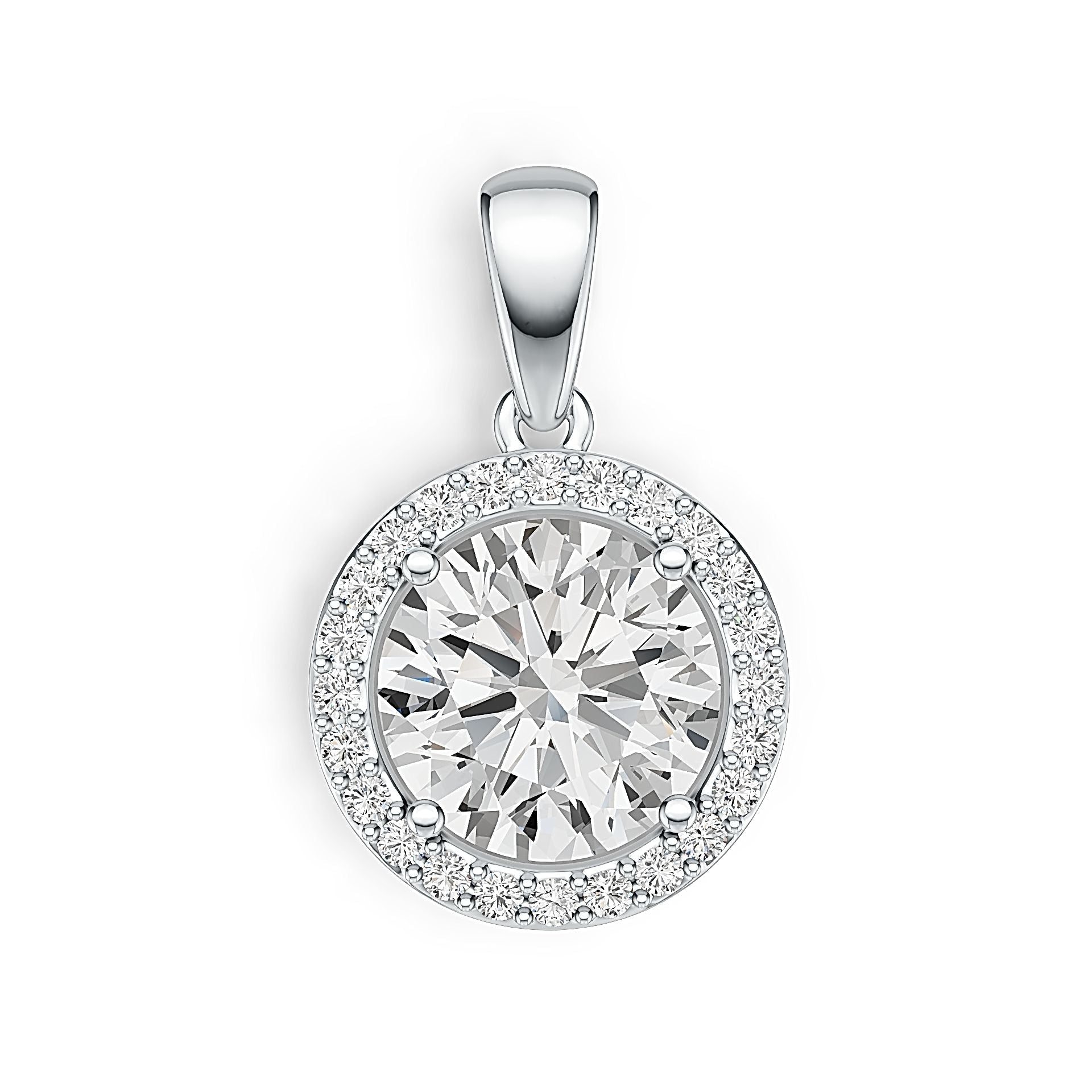 Sterling Silver Semi Mount Pendant Setting Round RD 10X10mm Halo White Topaz Syzjewelry