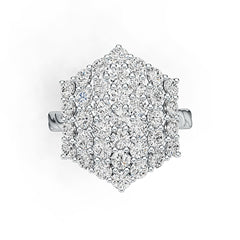 Sterling Silver Cluster Statement Ring with White Topaz or Moissanite DHJ