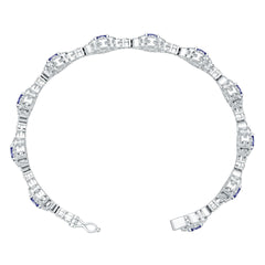 Sterling Silver Tennis Moissanite or Sapphire Bracelet Oval OV 5X3mm 7" Topaz