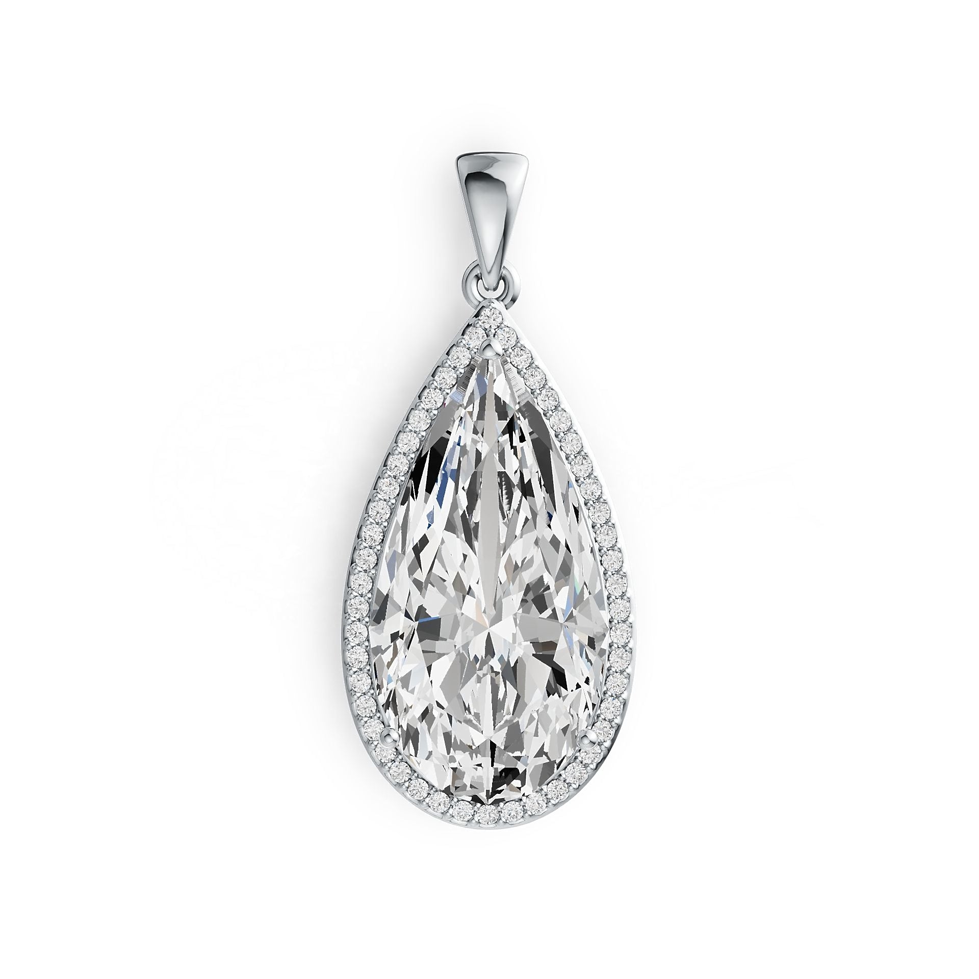 Sterling Silver Semi Mount Pendant Setting Pear PE 25X13mm Halo DHJ