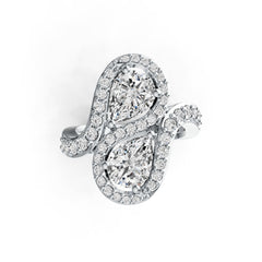 Sterling Silver Semi Mount Ring Setting Pear PE 8X6mm Bypass DHJ