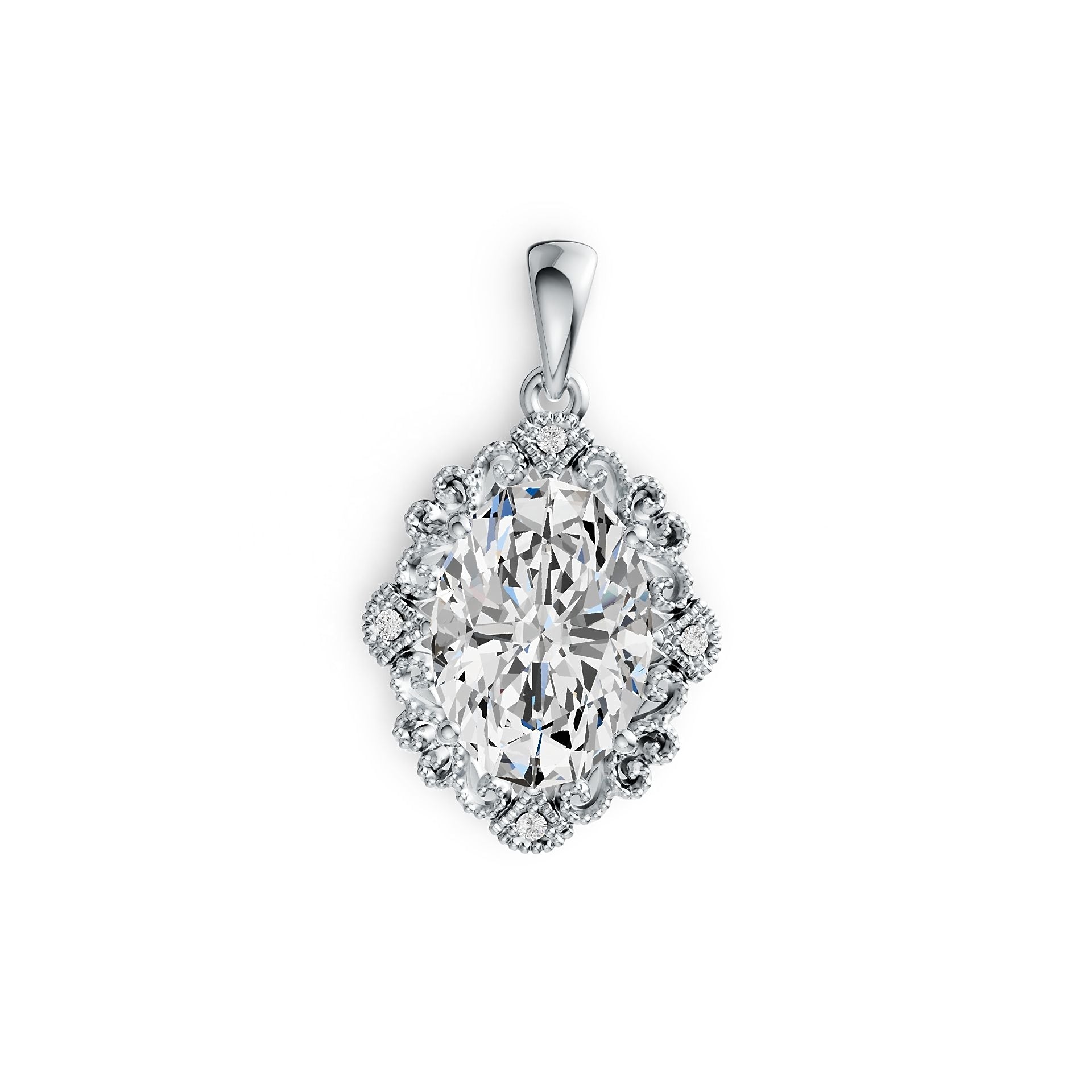 Sterling Silver Semi Mount Pendant Setting Oval OV 14X10mm DHJ