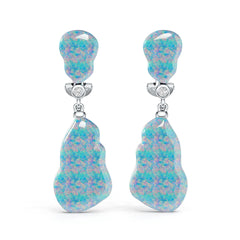 Sterling Silver Opal Earrings 22x12mm